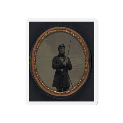 Unidentified Soldier In Union Uniform With Bayoneted Musket And Scabbard (U.S. Civil War) Refrigerator Magnet-5" x 5"-The Sticker Space