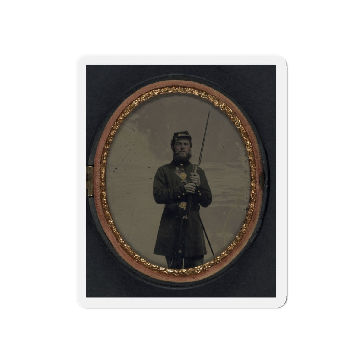 Unidentified Soldier In Union Uniform With Bayoneted Musket And Scabbard (U.S. Civil War) Refrigerator Magnet-6 × 6"-The Sticker Space