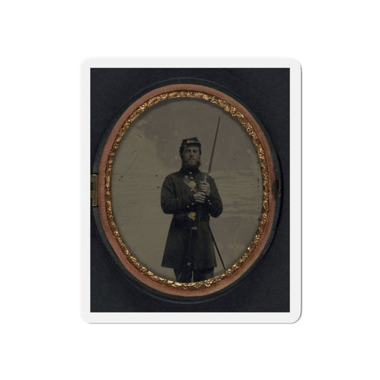 Unidentified Soldier In Union Uniform With Bayoneted Musket And Scabbard (U.S. Civil War) Refrigerator Magnet-6 × 6"-The Sticker Space