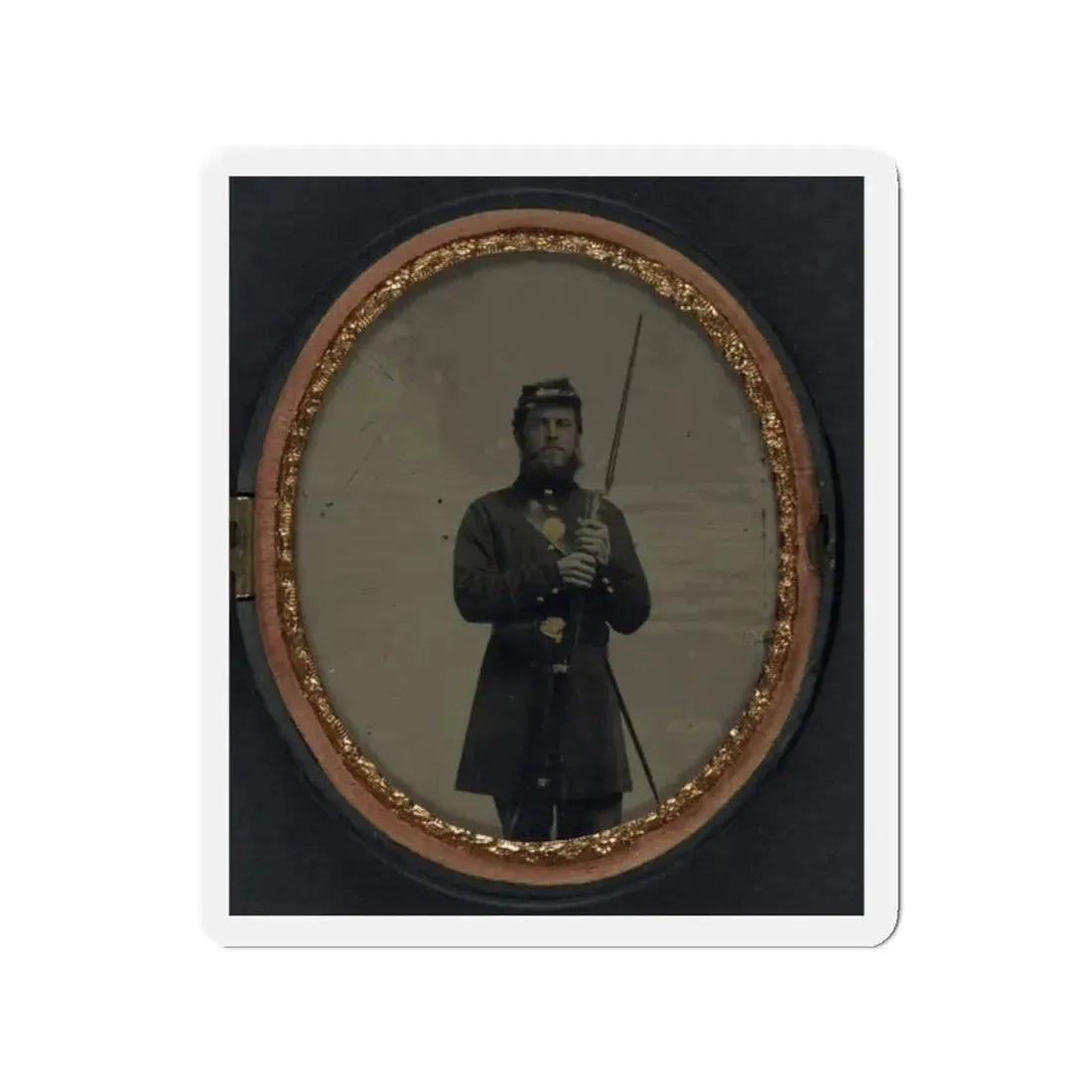 Unidentified Soldier In Union Uniform With Bayoneted Musket And Scabbard (U.S. Civil War) Refrigerator Magnet 2 Inch Die-Cut - The Sticker Space