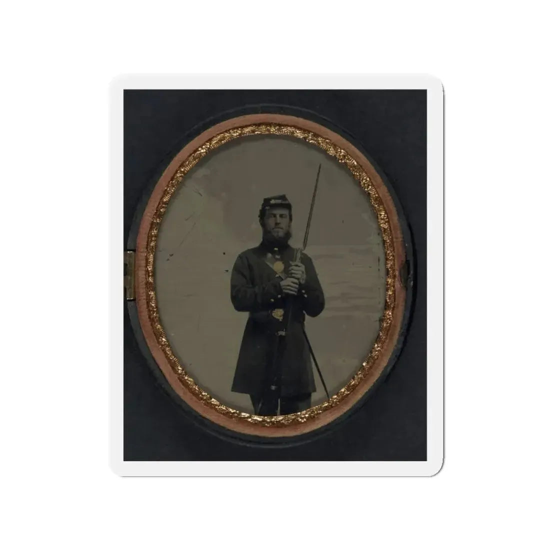 Unidentified Soldier In Union Uniform With Bayoneted Musket And Scabbard (U.S. Civil War) Refrigerator Magnet 3 Inch Die-Cut - The Sticker Space