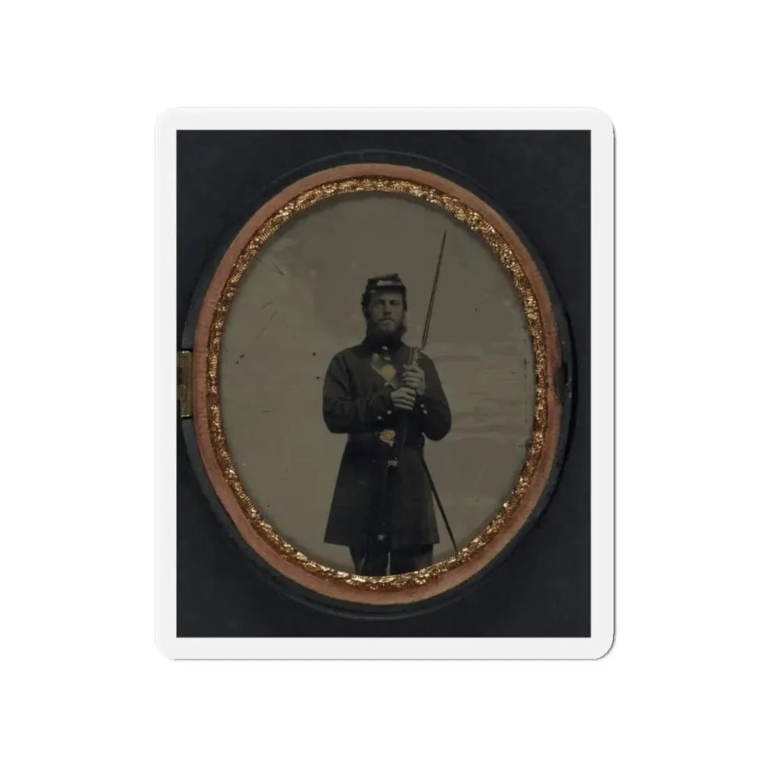 Unidentified Soldier In Union Uniform With Bayoneted Musket And Scabbard (U.S. Civil War) Refrigerator Magnet 4 Inch Die-Cut - The Sticker Space