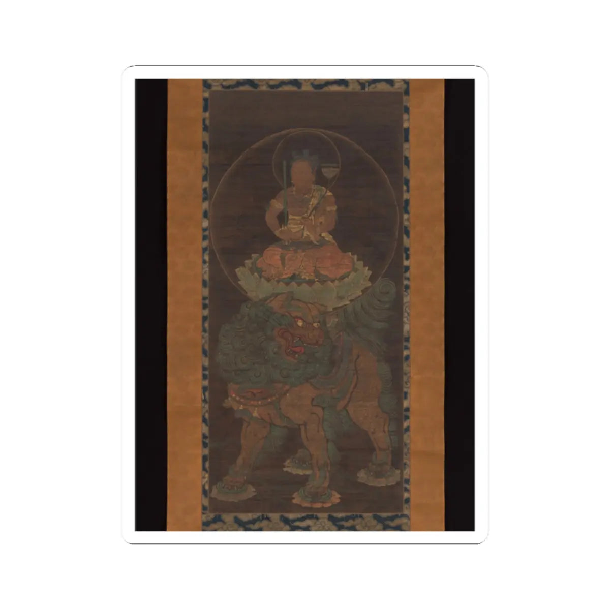 Unidentified - The Bodhisattva Monju (Manjushri) with Five Topknots - 14th century v1 - STICKER Vinyl Kiss-Cut Decal