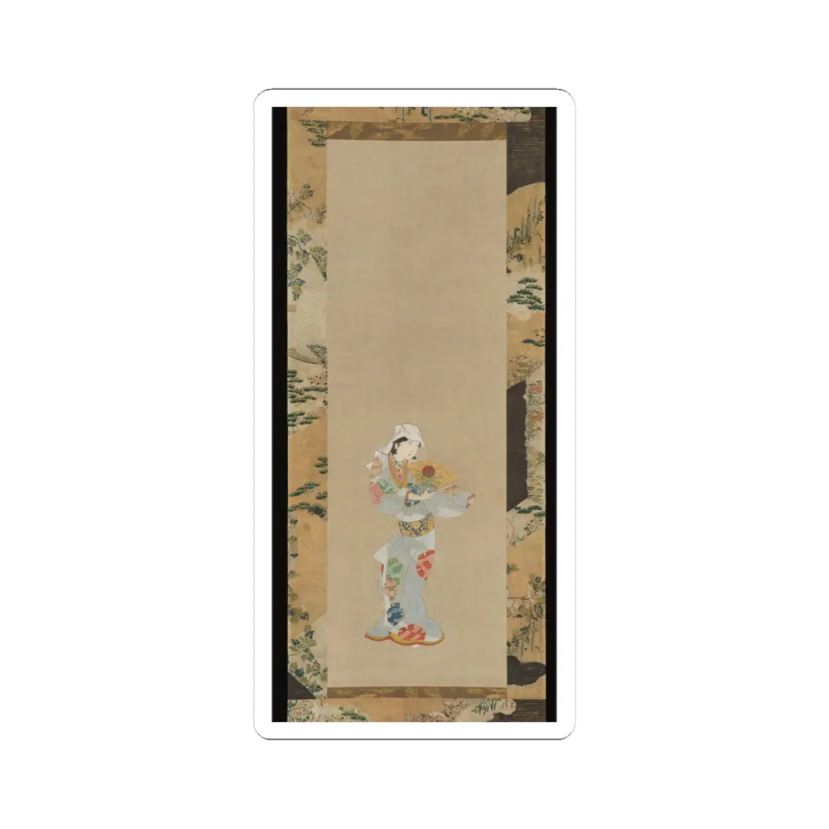Unidentified - Wakashu (Male Youth) Dancer with a Fan - ca. 1670–80 v1 - STICKER Vinyl Kiss-Cut Decal