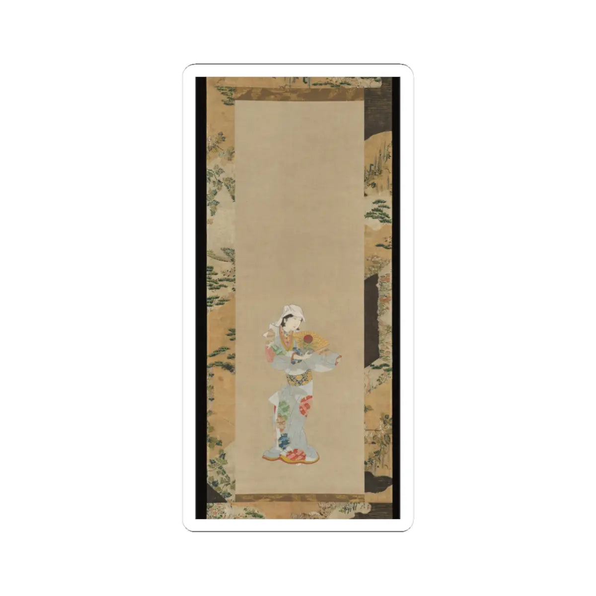 Unidentified - Wakashu (Male Youth) Dancer with a Fan - ca. 1670–80 v1 - STICKER Vinyl Kiss-Cut Decal