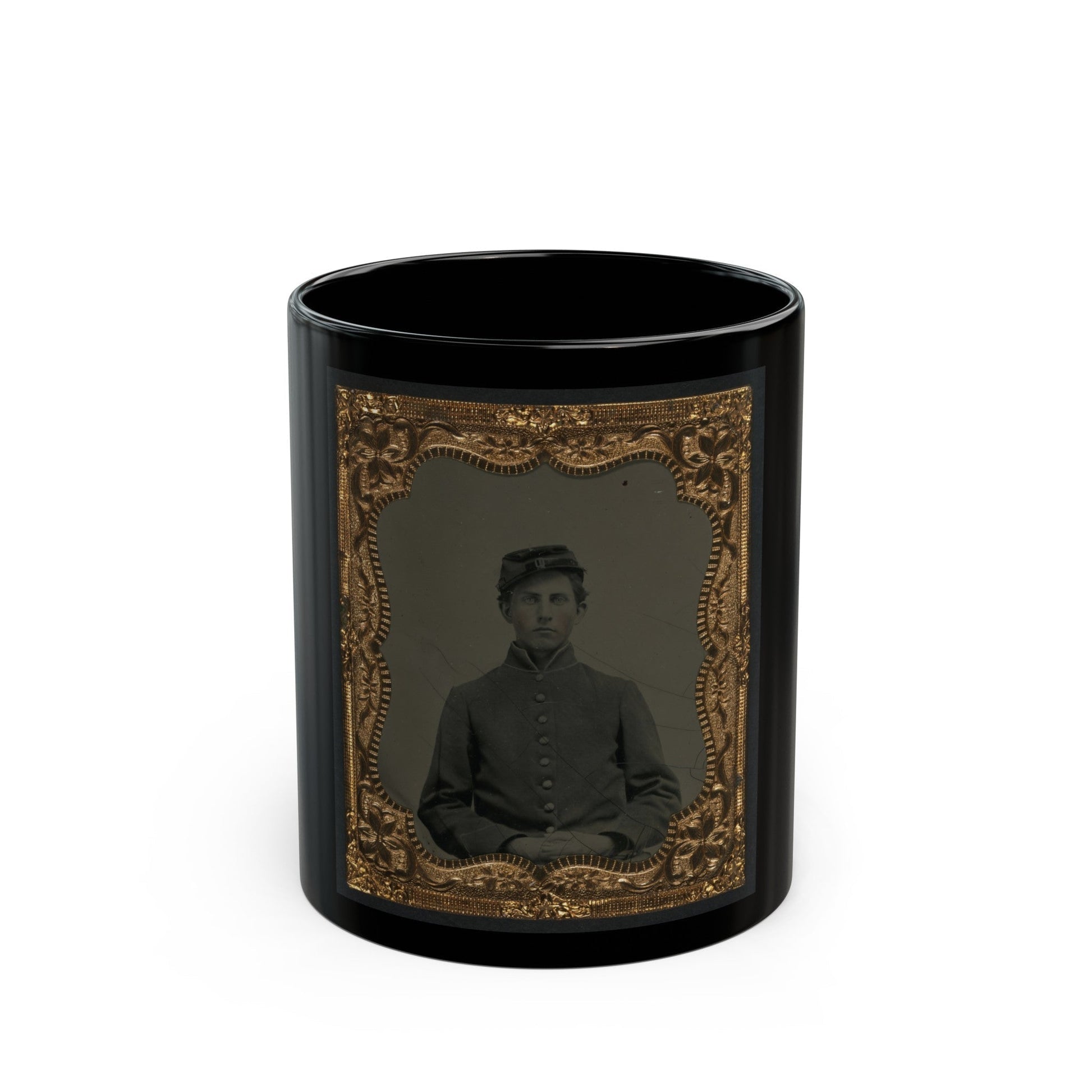 Unidentified Young Soldier In Union Uniform (U.S. Civil War) Black Coffee Mug-11oz-The Sticker Space