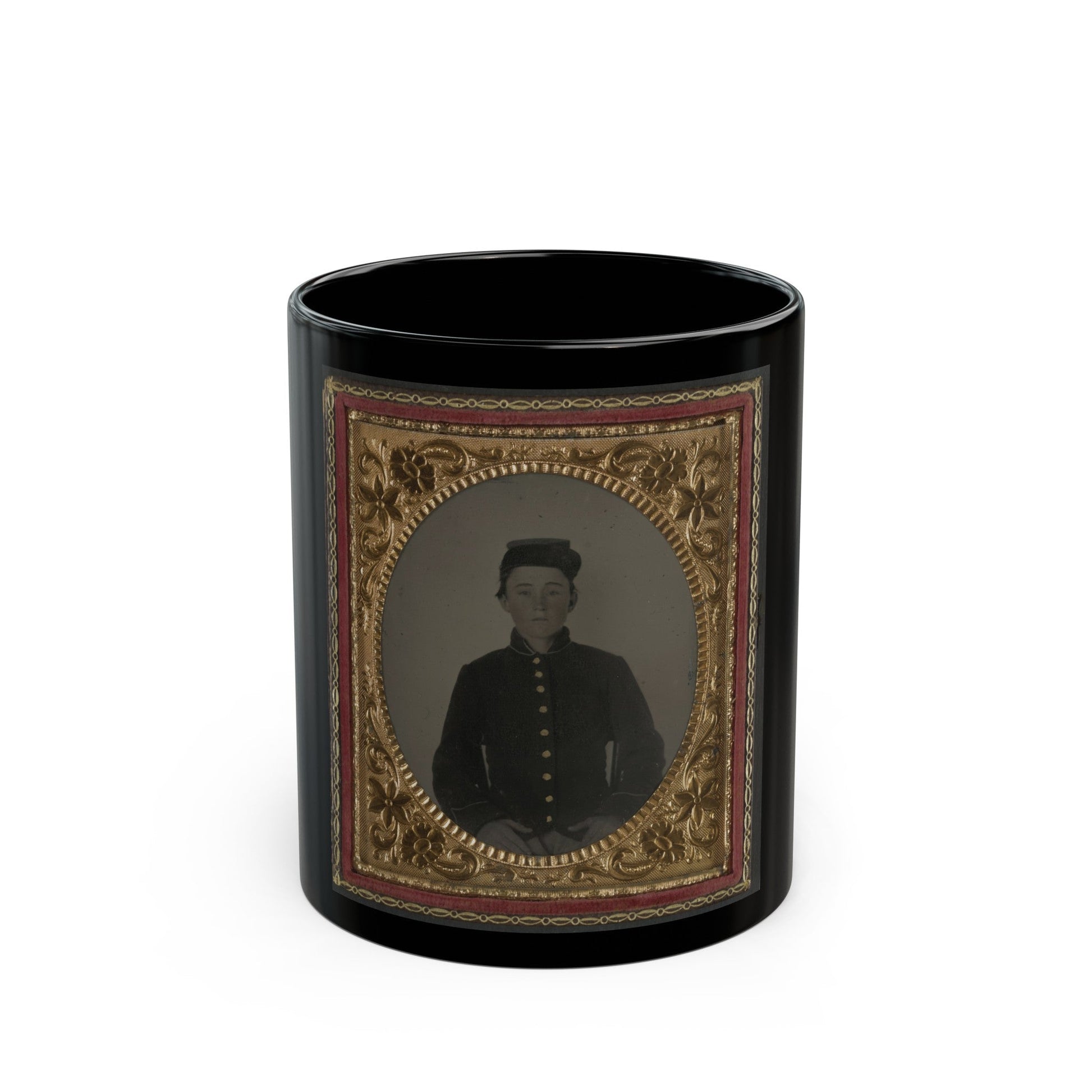 Unidentified Young Soldier In Union Uniform(3) (U.S. Civil War) Black Coffee Mug-11oz-The Sticker Space