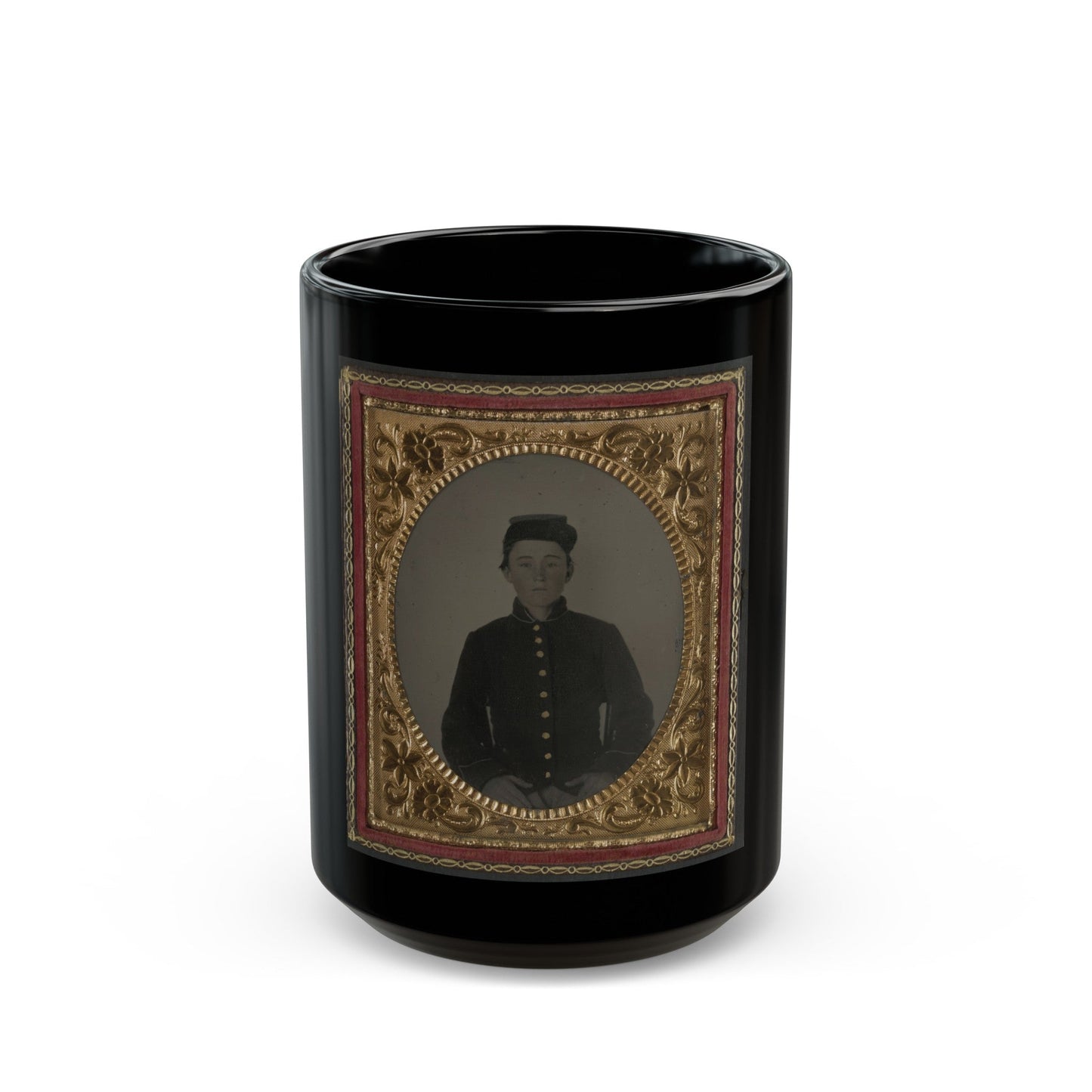 Unidentified Young Soldier In Union Uniform(3) (U.S. Civil War) Black Coffee Mug-15oz-The Sticker Space