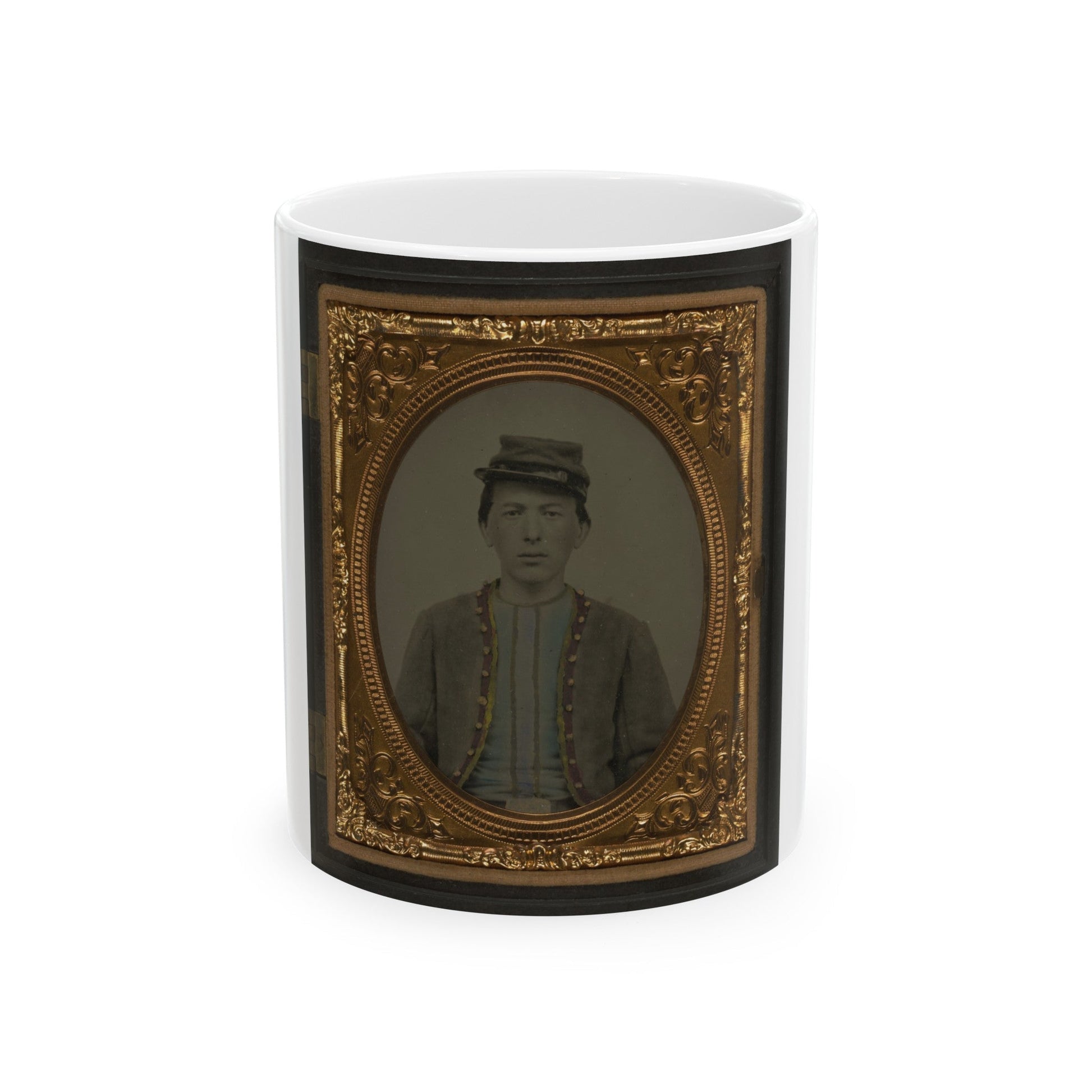 Unidentified Young Soldier In Union Zouave Uniform (U.S. Civil War) White Coffee Mug-11oz-The Sticker Space