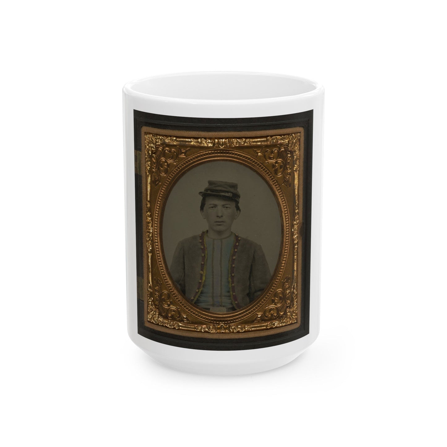 Unidentified Young Soldier In Union Zouave Uniform (U.S. Civil War) White Coffee Mug-15oz-The Sticker Space