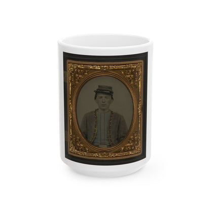 Unidentified Young Soldier In Union Zouave Uniform (U.S. Civil War) White Coffee Mug-15oz-The Sticker Space