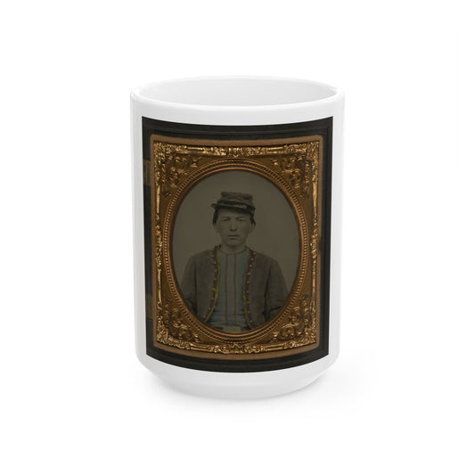 Unidentified Young Soldier In Union Zouave Uniform (U.S. Civil War) White Coffee Mug-15oz-The Sticker Space