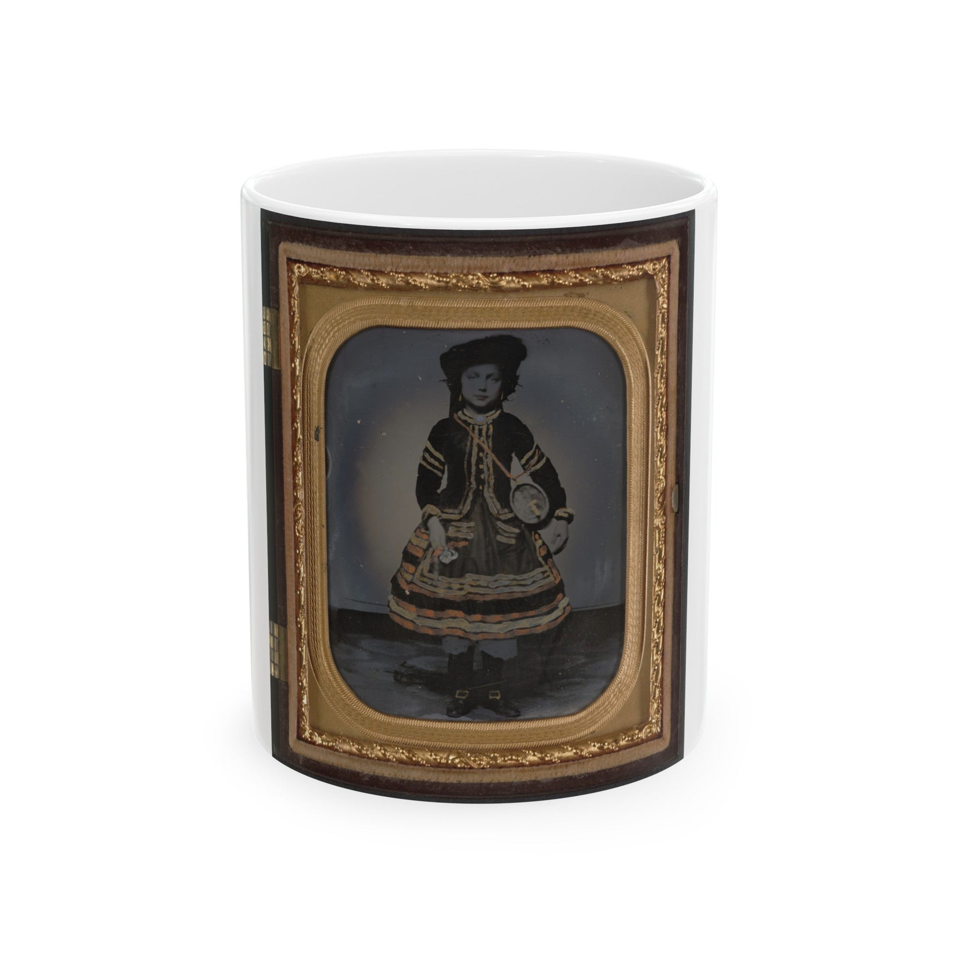 Unidentified Young Vivandiere In Union Uniform With Barrel Canteen And Cup (U.S. Civil War) White Coffee Mug-11oz-The Sticker Space