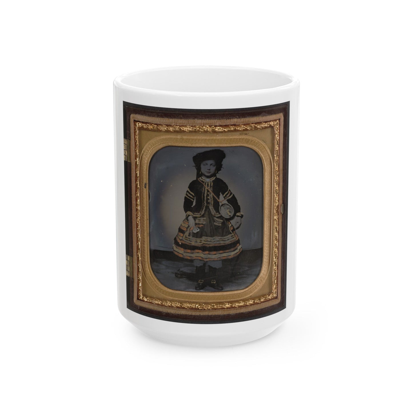 Unidentified Young Vivandiere In Union Uniform With Barrel Canteen And Cup (U.S. Civil War) White Coffee Mug-15oz-The Sticker Space