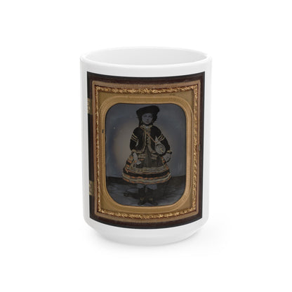 Unidentified Young Vivandiere In Union Uniform With Barrel Canteen And Cup (U.S. Civil War) White Coffee Mug-15oz-The Sticker Space