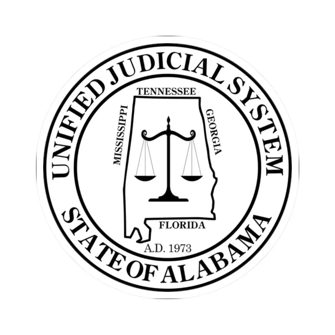 Unified Judicial System of Alabama - STICKER Vinyl Kiss-Cut Decal 2 Inch White - The Sticker Space