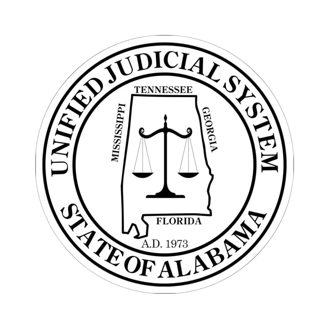 Unified Judicial System of Alabama - STICKER Vinyl Kiss-Cut Decal 6 Inch White - The Sticker Space