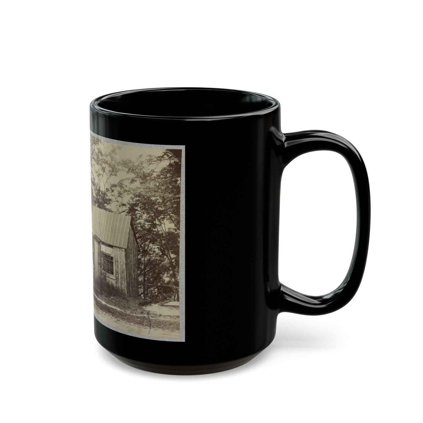 Union Army Soldiers Seated On A Porch With Three Other Men (U.S. Civil War) Black Coffee Mug-The Sticker Space