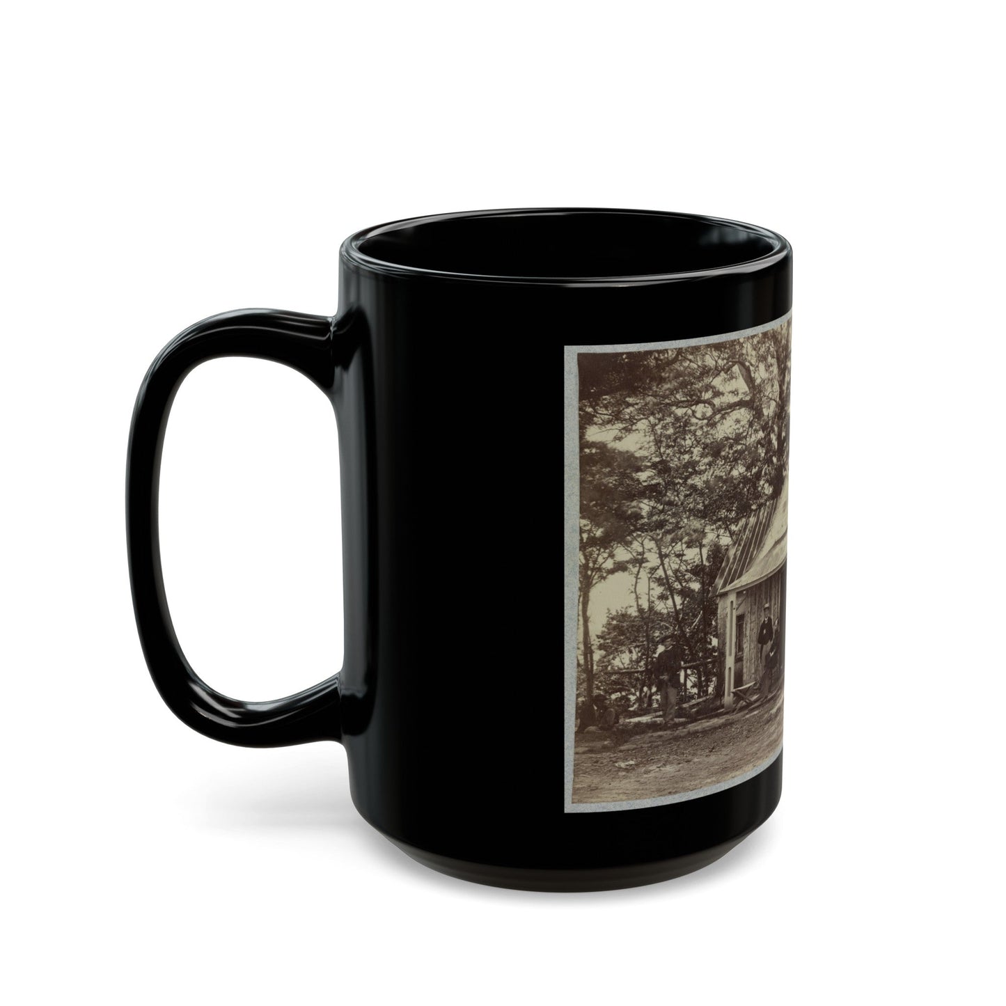 Union Army Soldiers Seated On A Porch With Three Other Men (U.S. Civil War) Black Coffee Mug-The Sticker Space