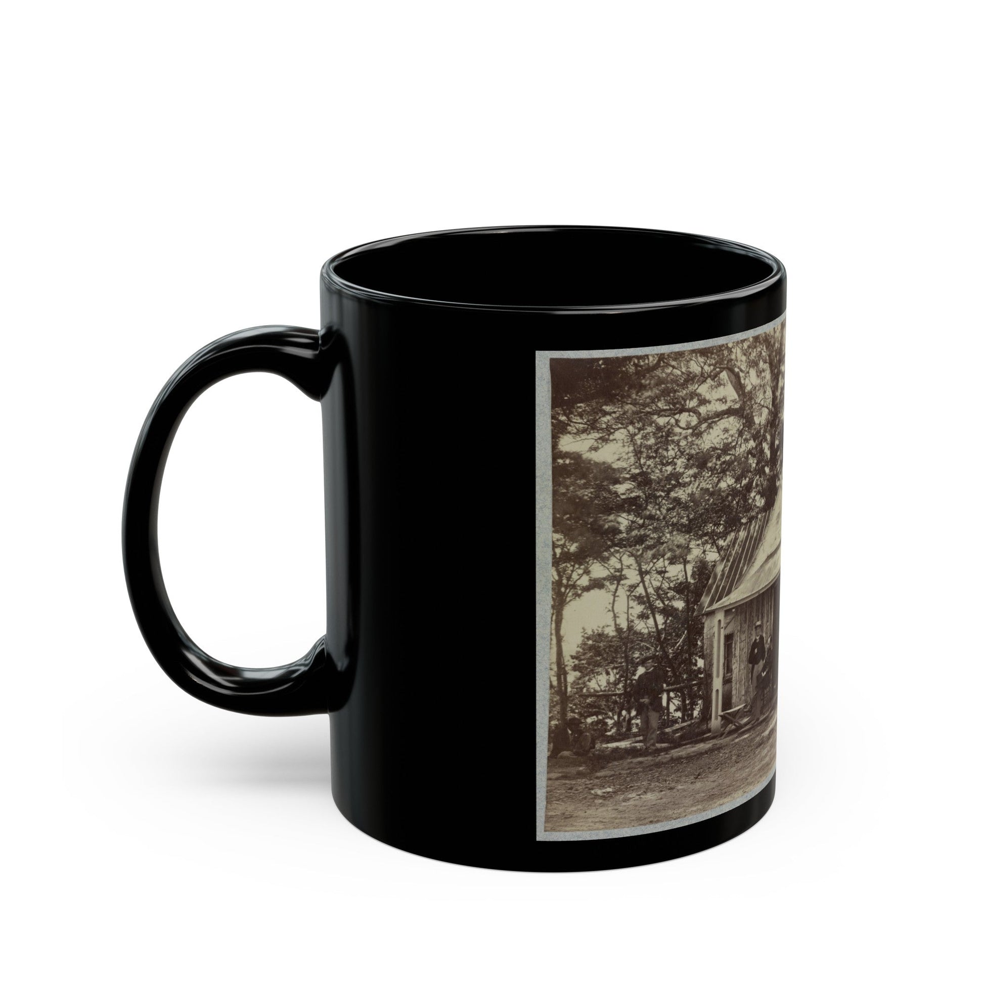 Union Army Soldiers Seated On A Porch With Three Other Men (U.S. Civil War) Black Coffee Mug-The Sticker Space