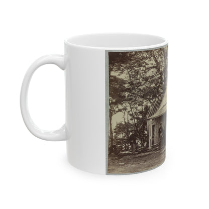 Union Army Soldiers Seated On A Porch With Three Other Men (U.S. Civil War) White Coffee Mug-The Sticker Space