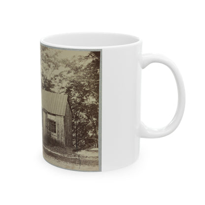 Union Army Soldiers Seated On A Porch With Three Other Men (U.S. Civil War) White Coffee Mug-The Sticker Space