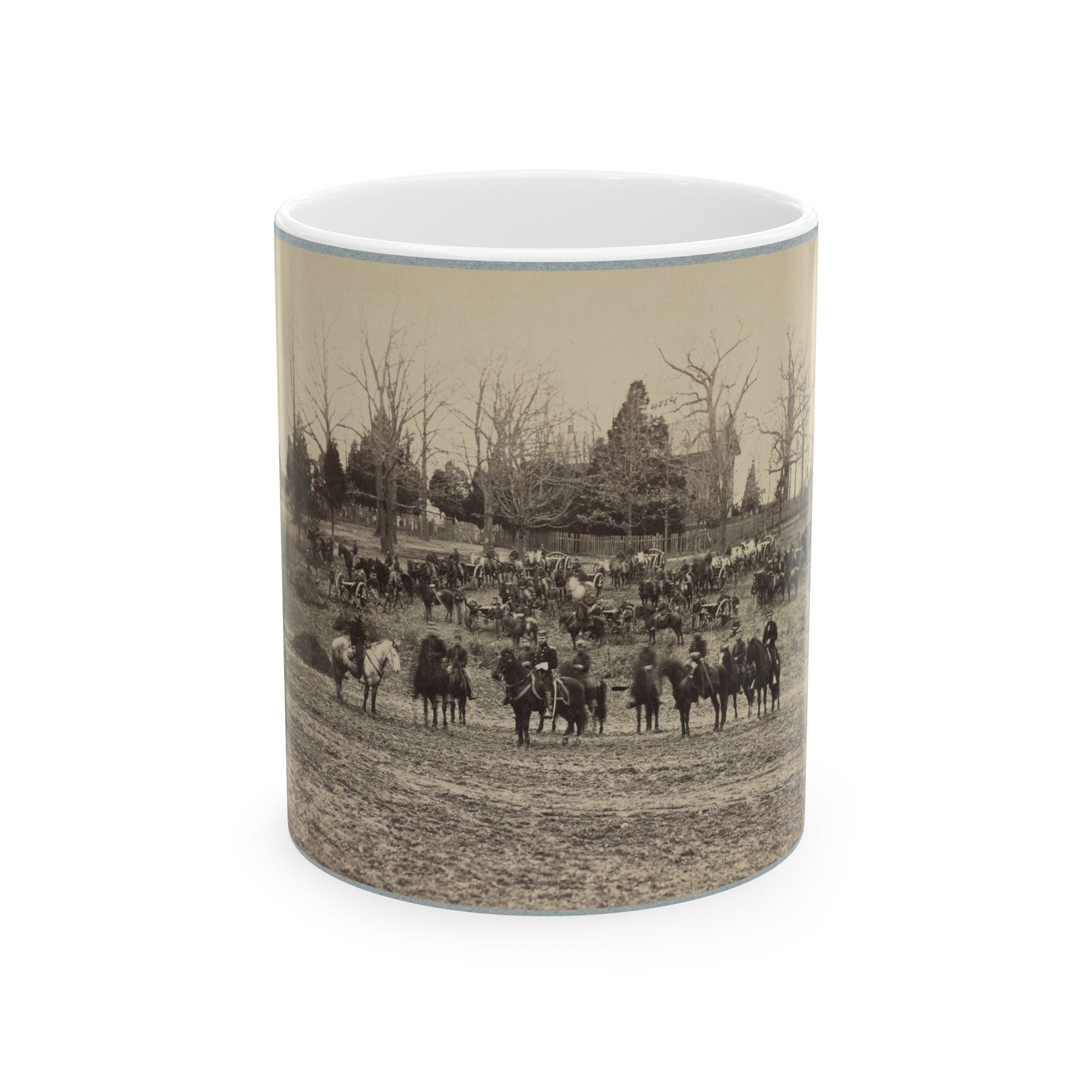 Union Artillery Unit Posed With Cannons And Horses (U.S. Civil War) White Coffee Mug-11oz-The Sticker Space