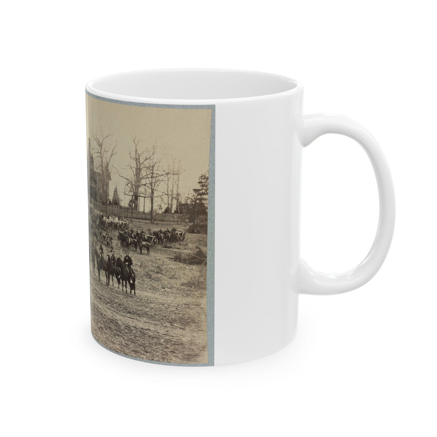 Union Artillery Unit Posed With Cannons And Horses (U.S. Civil War) White Coffee Mug-The Sticker Space