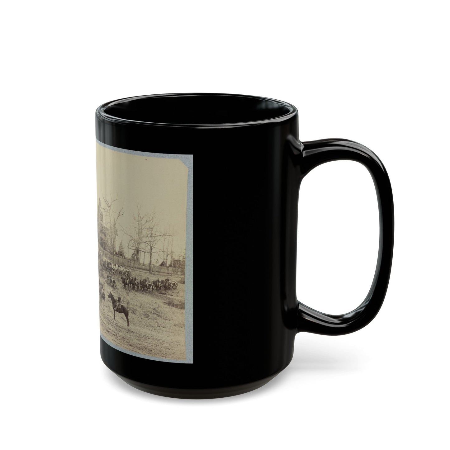 Union Artillery Unit Posing With Horses And Cannons (U.S. Civil War) Black Coffee Mug-The Sticker Space