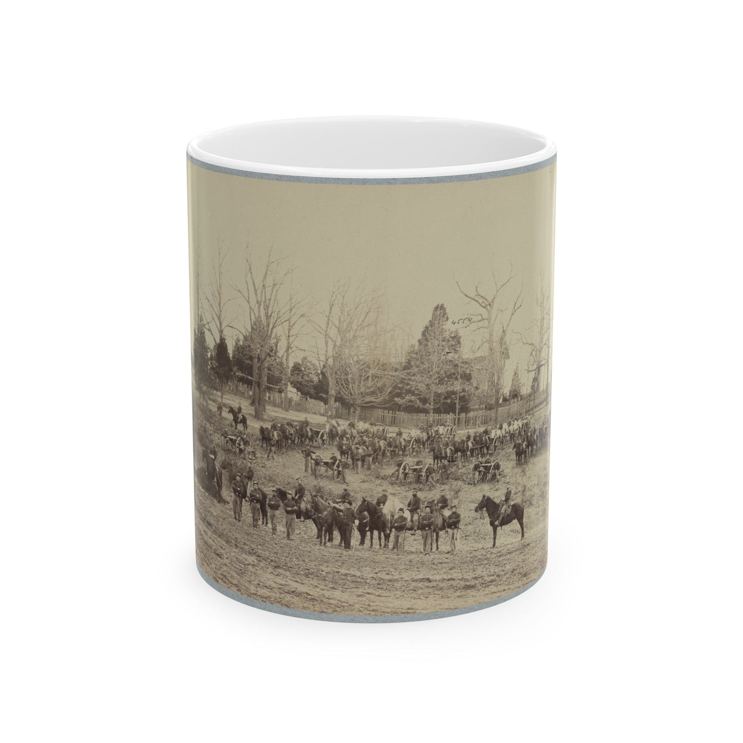 Union Artillery Unit Posing With Horses And Cannons (U.S. Civil War) White Coffee Mug-11oz-The Sticker Space