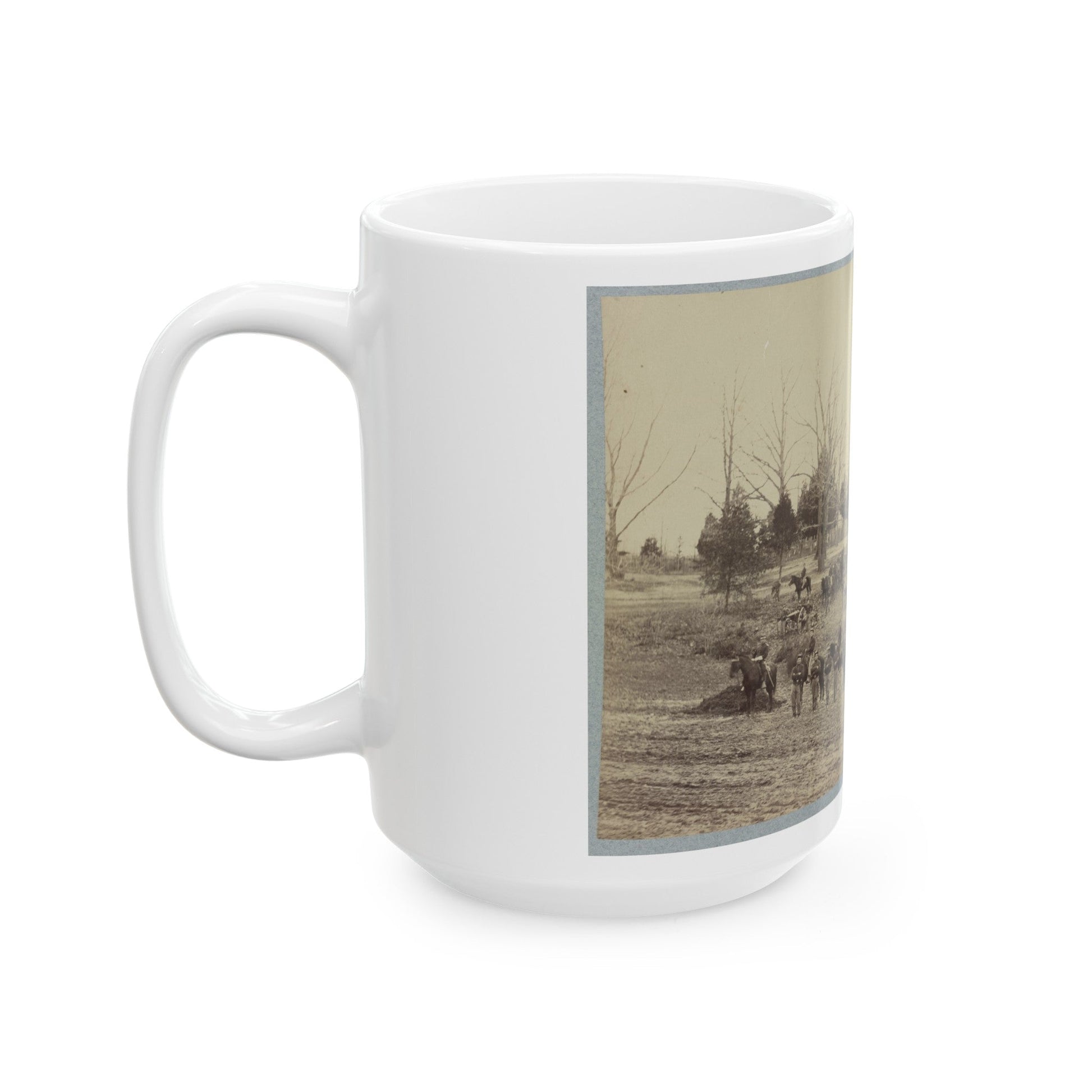 Union Artillery Unit Posing With Horses And Cannons (U.S. Civil War) White Coffee Mug-The Sticker Space