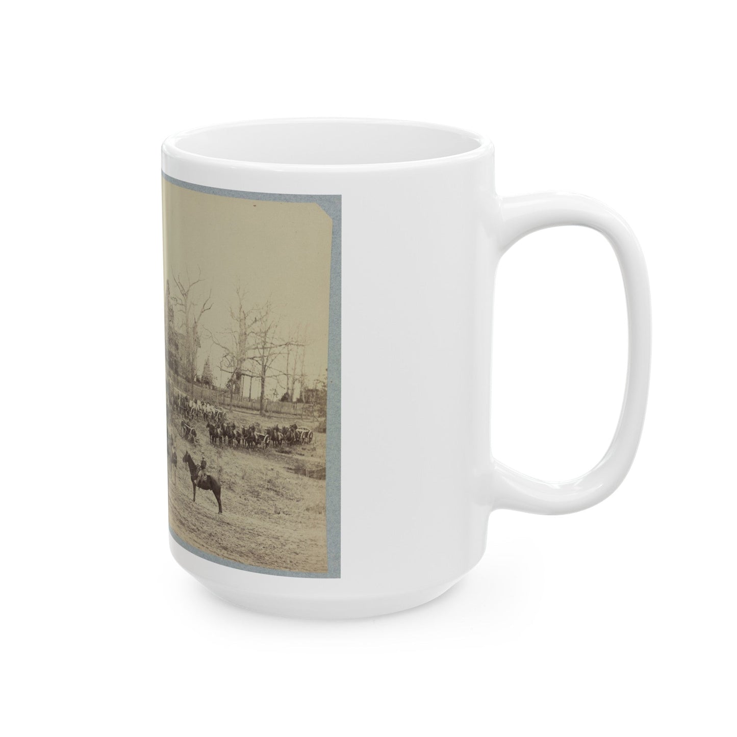 Union Artillery Unit Posing With Horses And Cannons (U.S. Civil War) White Coffee Mug-The Sticker Space