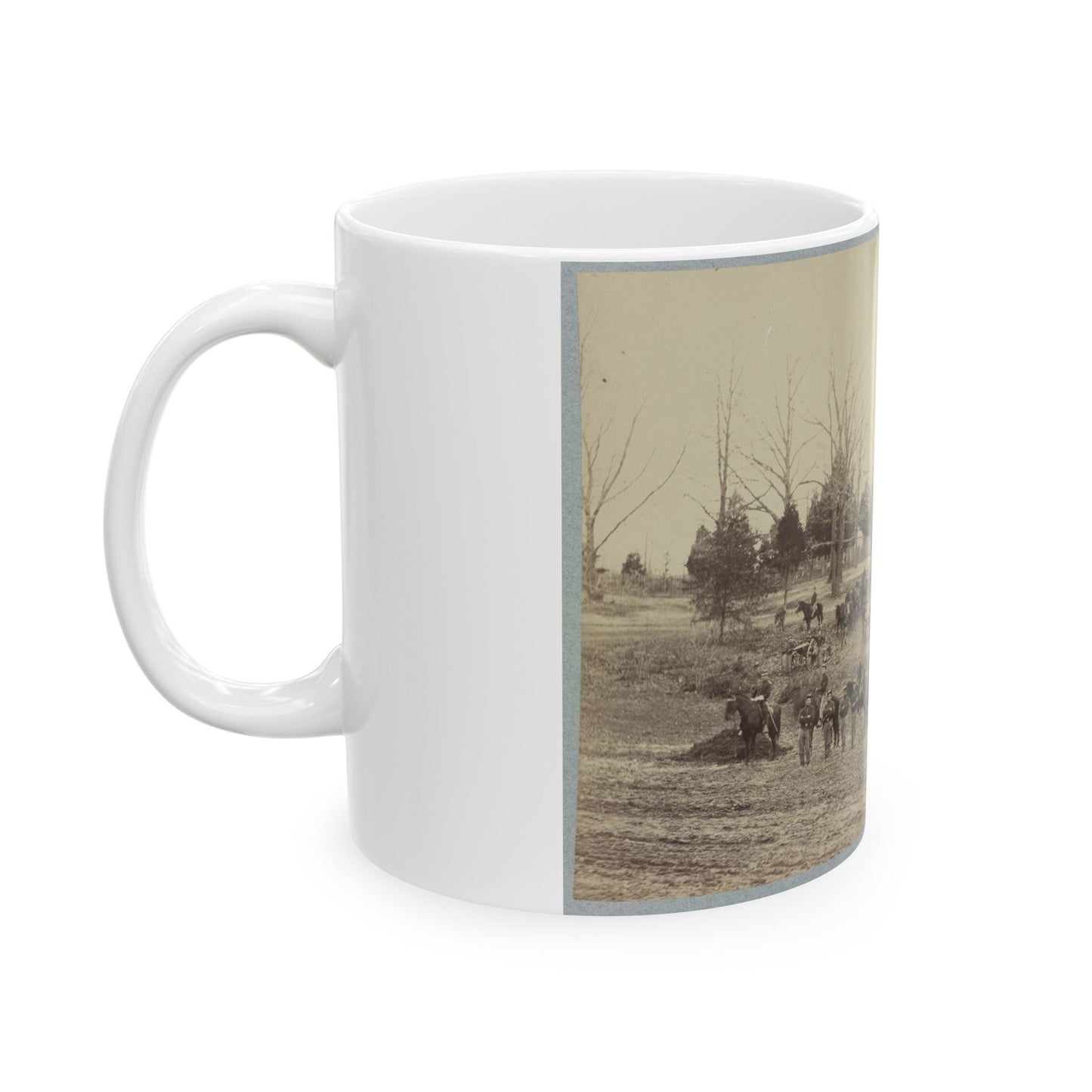 Union Artillery Unit Posing With Horses And Cannons (U.S. Civil War) White Coffee Mug-The Sticker Space