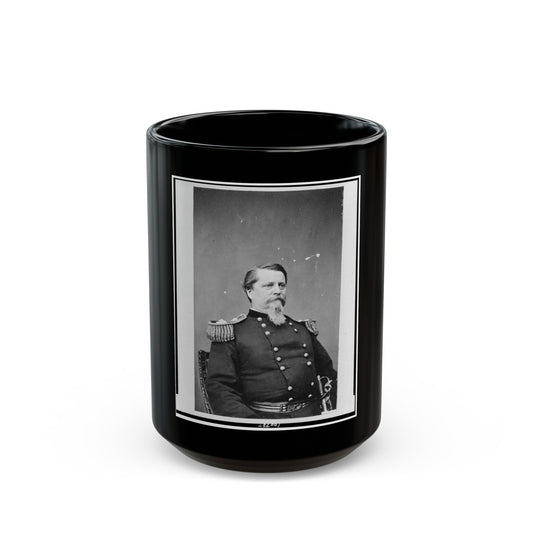 Union General Winfield Scott Hancock, Half-Length Portrait, Seated, Facing Right, In Uniform (U.S. Civil War) Black Coffee Mug-15oz-The Sticker Space