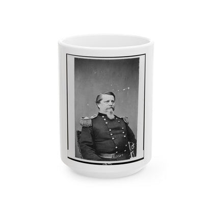 Union General Winfield Scott Hancock, Half-Length Portrait, Seated, Facing Right, In Uniform (U.S. Civil War) White Coffee Mug-15oz-The Sticker Space