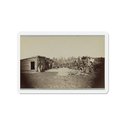 Union Soldiers, In Camp, Posed In Front Of Log Buildings (U.S. Civil War) Refrigerator Magnet-2" x 2"-The Sticker Space