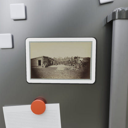 Union Soldiers, In Camp, Posed In Front Of Log Buildings (U.S. Civil War) Refrigerator Magnet-The Sticker Space