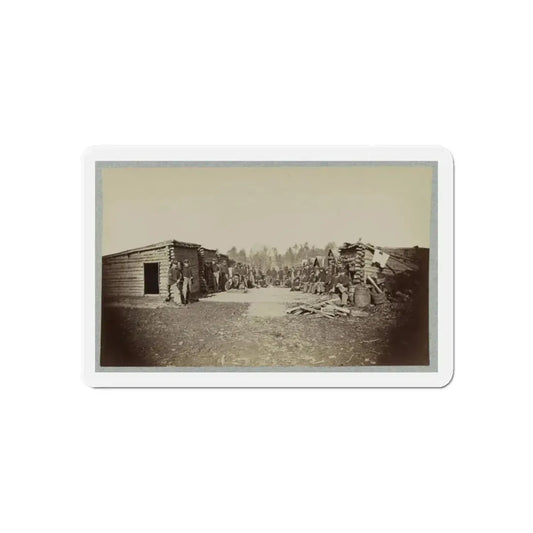 Union Soldiers, In Camp, Posed In Front Of Log Buildings (U.S. Civil War) Refrigerator Magnet 6 Inch Die-Cut - The Sticker Space