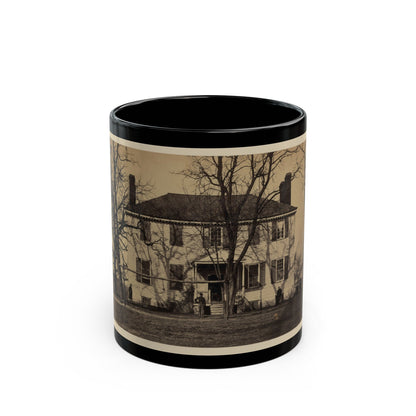 Union Soldiers In Front Of A House (U.S. Civil War) Black Coffee Mug-11oz-The Sticker Space