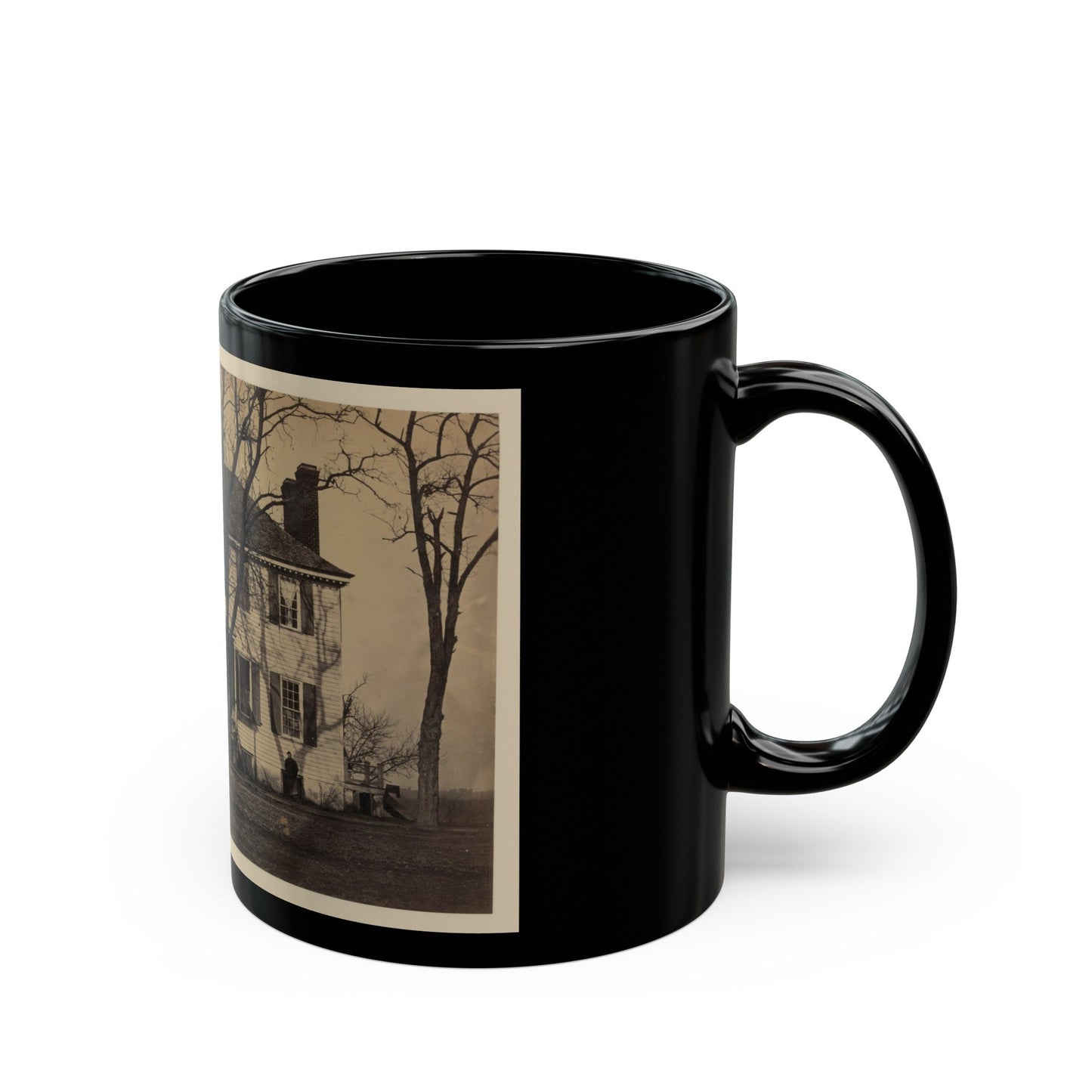 Union Soldiers In Front Of A House (U.S. Civil War) Black Coffee Mug-The Sticker Space