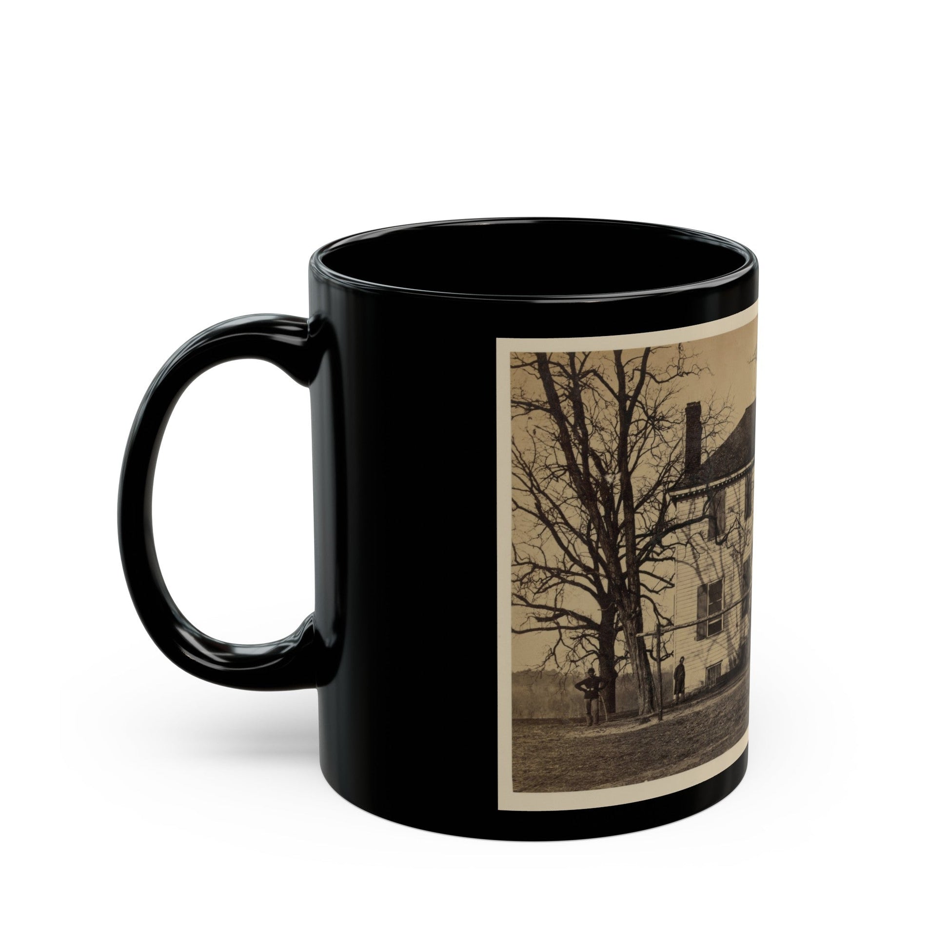 Union Soldiers In Front Of A House (U.S. Civil War) Black Coffee Mug-The Sticker Space