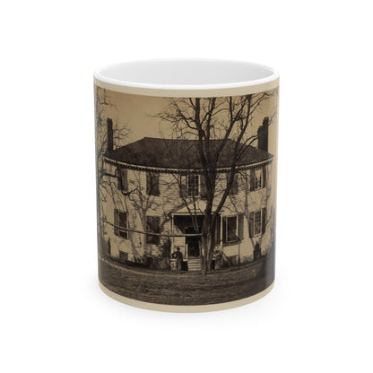 Union Soldiers In Front Of A House (U.S. Civil War) White Coffee Mug-11oz-The Sticker Space