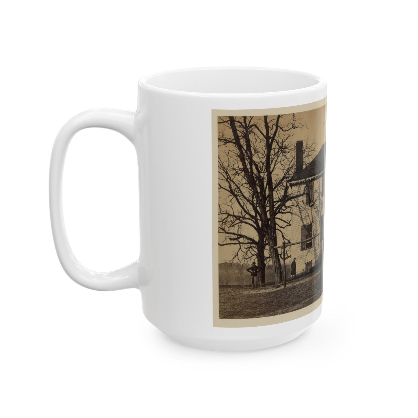 Union Soldiers In Front Of A House (U.S. Civil War) White Coffee Mug-The Sticker Space