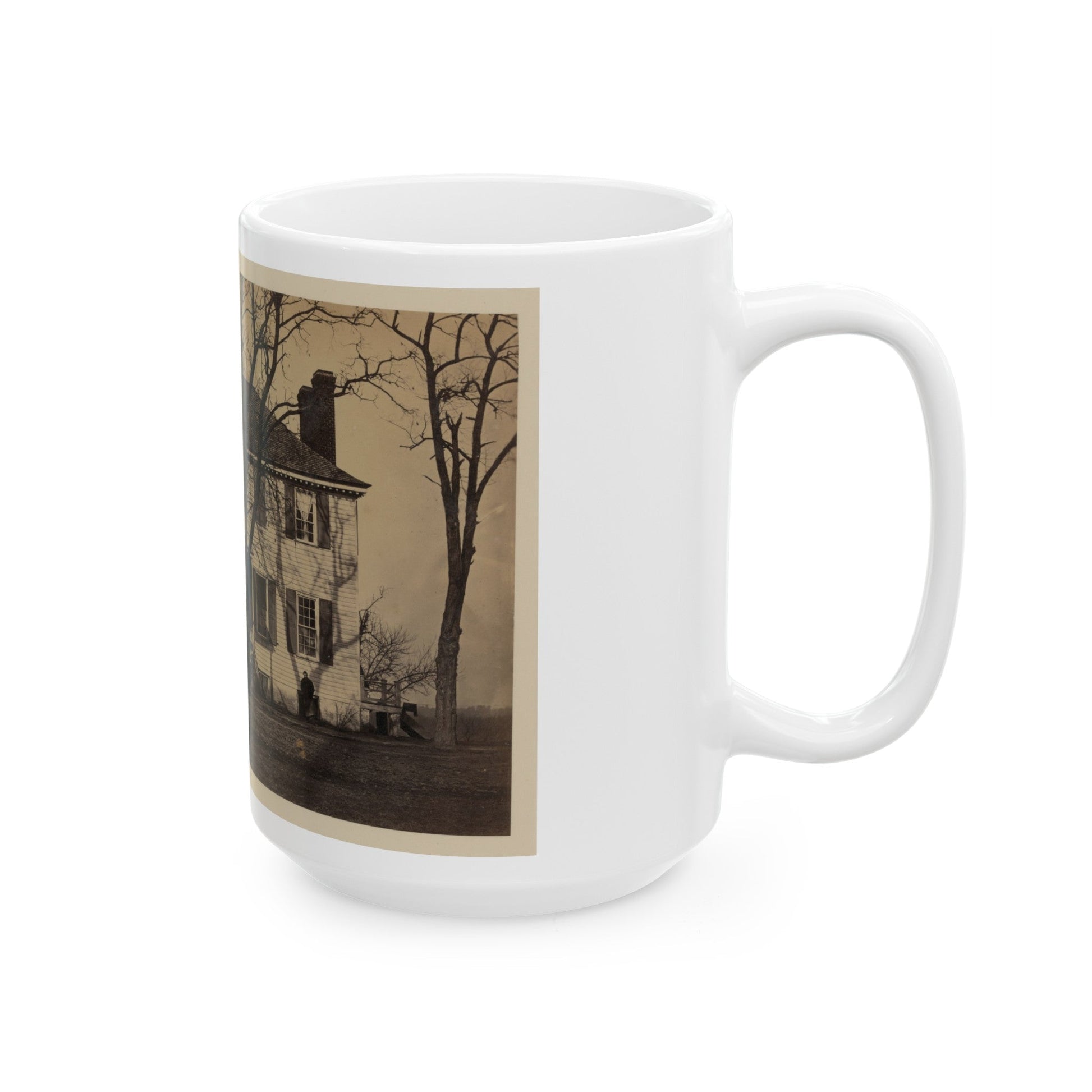 Union Soldiers In Front Of A House (U.S. Civil War) White Coffee Mug-The Sticker Space