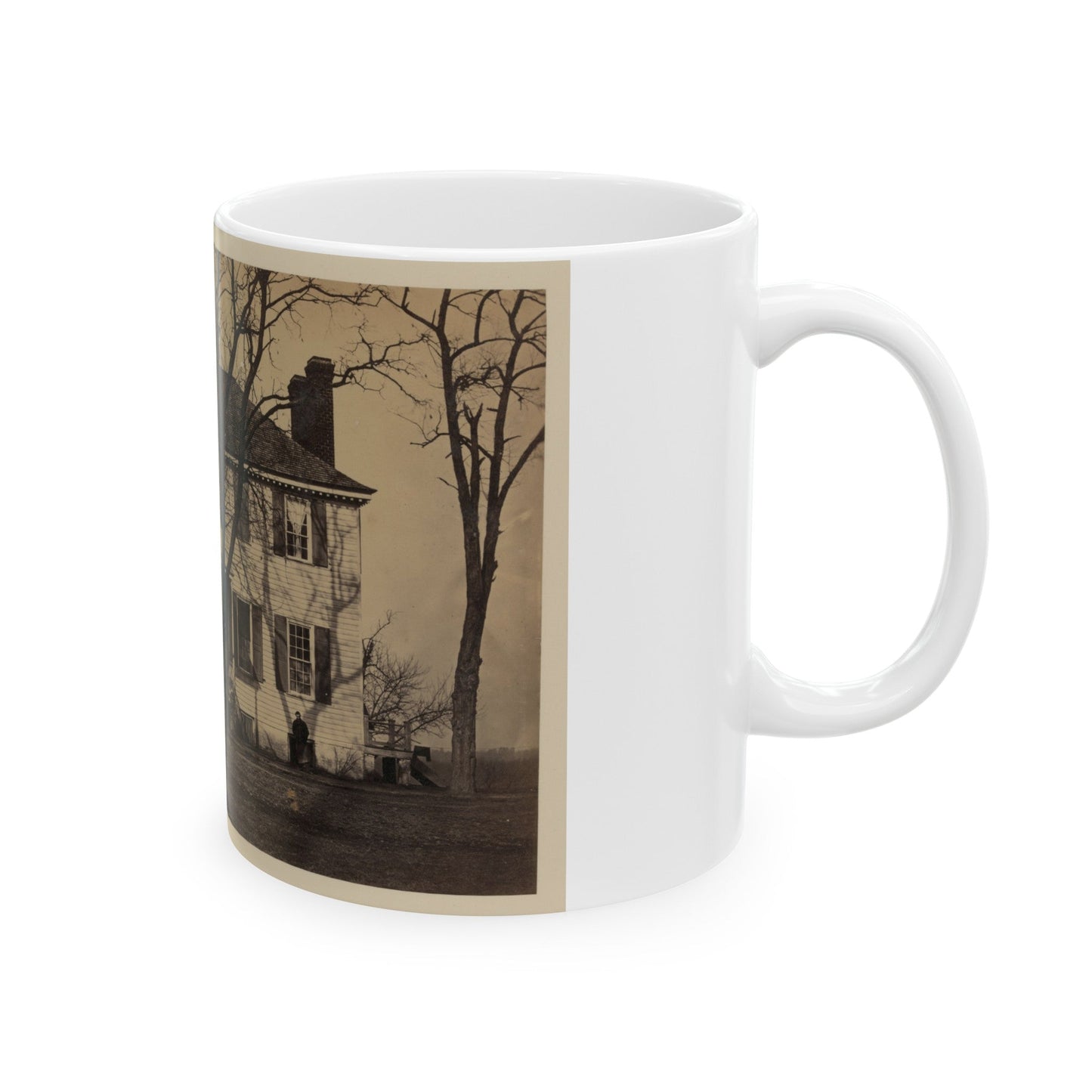 Union Soldiers In Front Of A House (U.S. Civil War) White Coffee Mug-The Sticker Space