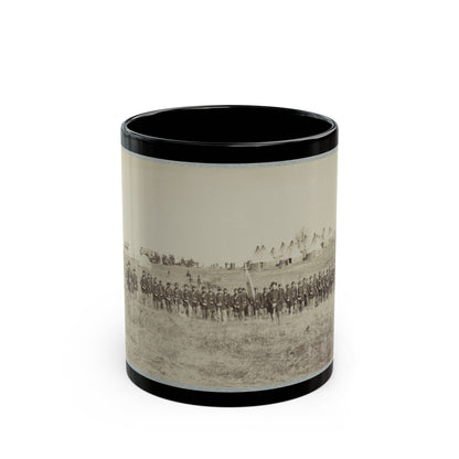 Union Soldiers Lined Up In The Field With Tents In The Background (U.S. Civil War) Black Coffee Mug-11oz-The Sticker Space