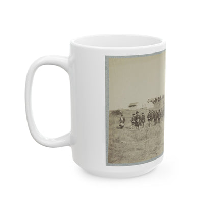 Union Soldiers Lined Up In The Field With Tents In The Background (U.S. Civil War) White Coffee Mug-The Sticker Space