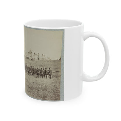 Union Soldiers Lined Up In The Field With Tents In The Background (U.S. Civil War) White Coffee Mug-The Sticker Space