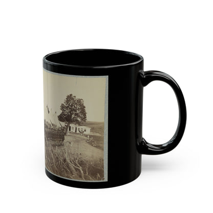 Union Soldiers Lined Up In Two Rows In Front Of Tents (U.S. Civil War) Black Coffee Mug-The Sticker Space