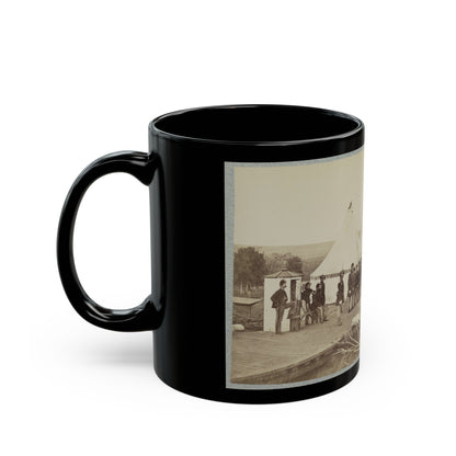 Union Soldiers Lined Up In Two Rows In Front Of Tents (U.S. Civil War) Black Coffee Mug-The Sticker Space